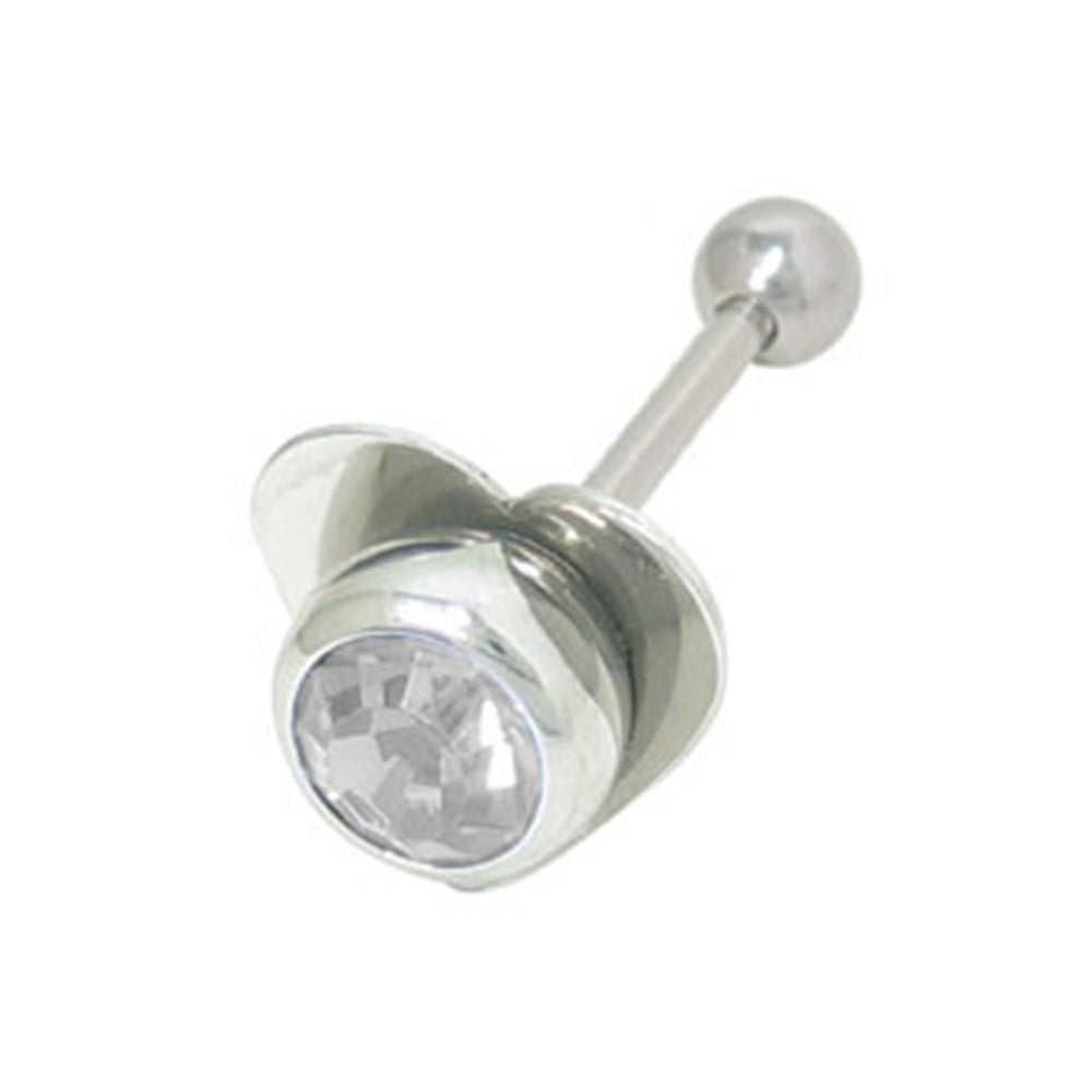 Surgical Steel 14 Gauge Tongue Barbell Clear CZ Heart with Balls
