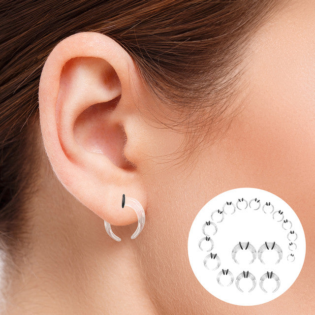 Acrylic Clear Bull Horn Tapers Septum & Ear Plugs with 2 O-Rings