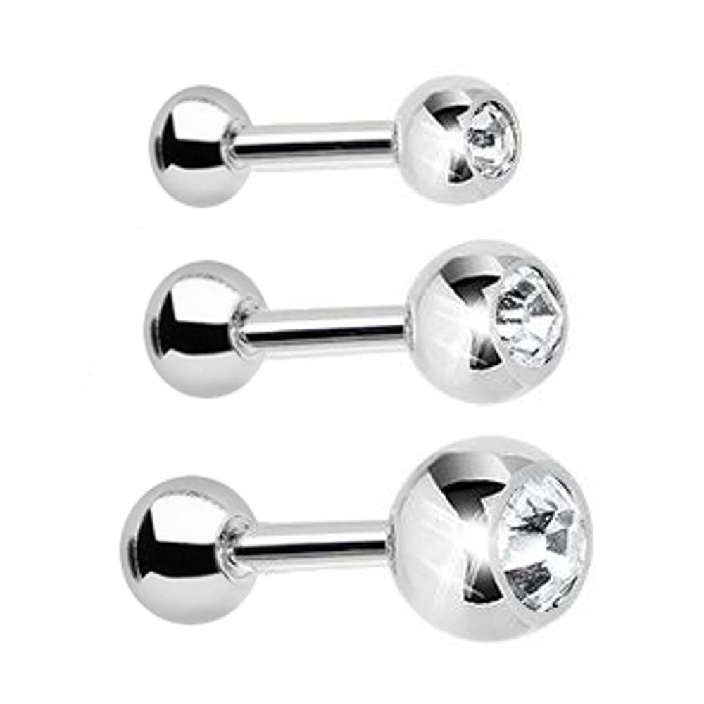 Surgical Steel Clear CZ Ball Stud Earrings 16 Gauge 6mm - 3 Pack