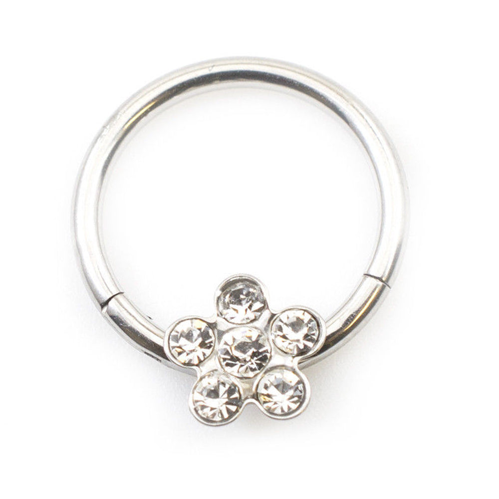 Surgical Steel 16 Gauge Flower CZ Hinged Segment Ring - photo 6