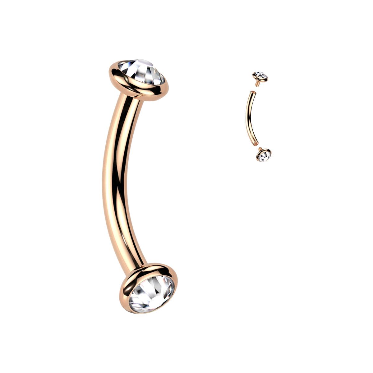 Titanium Curved Eyebrow Barbell 16G 8mm with CZ - photo 15