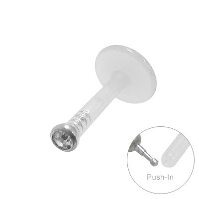 PTFE Bioflex 16 Gauge Labret Stud with Clear CZ Monroe - photo 2