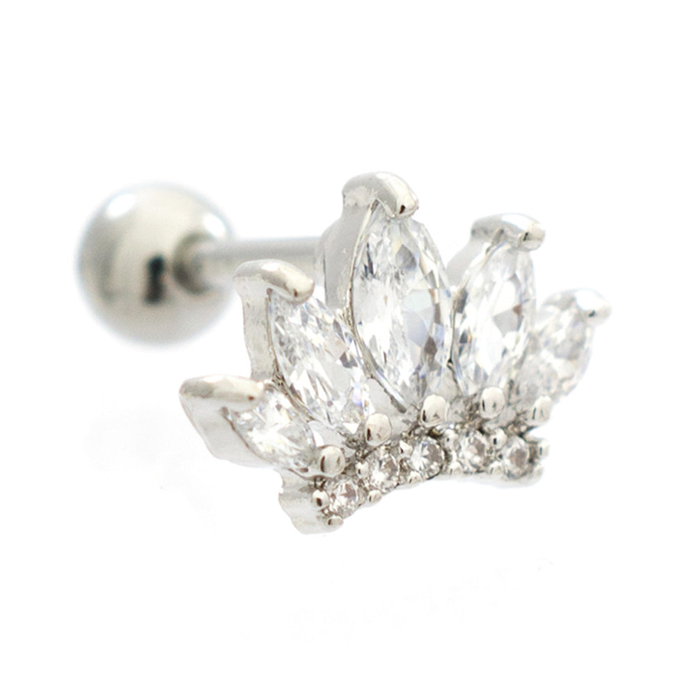Surgical Steel 16 Gauge Cartilage Barbell with Marquise CZ Crown - photo 6