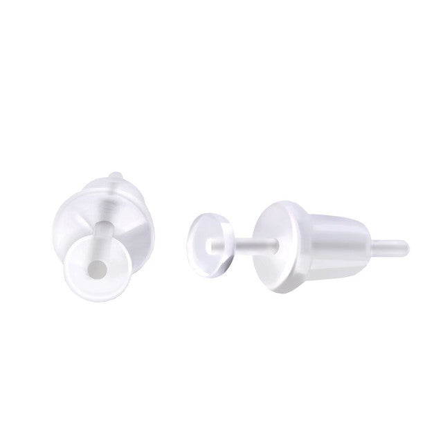 Bio-Flex Clear Earring Stud Retainer 20 Gauge & Silicone Back - Pair