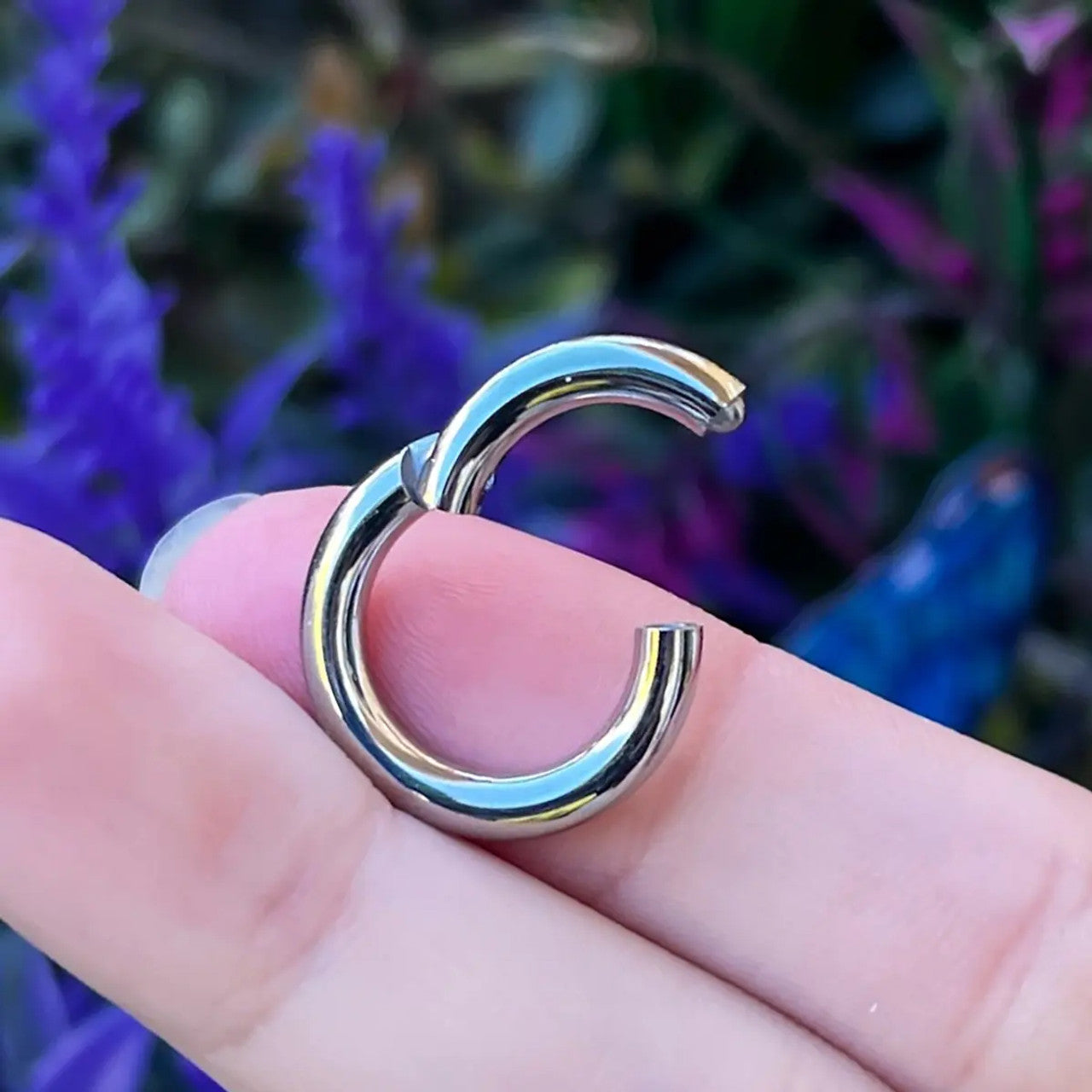 Surgical Steel Hinged Clicker Segment Ring Hoop 8 to 2 Gauge - Large
