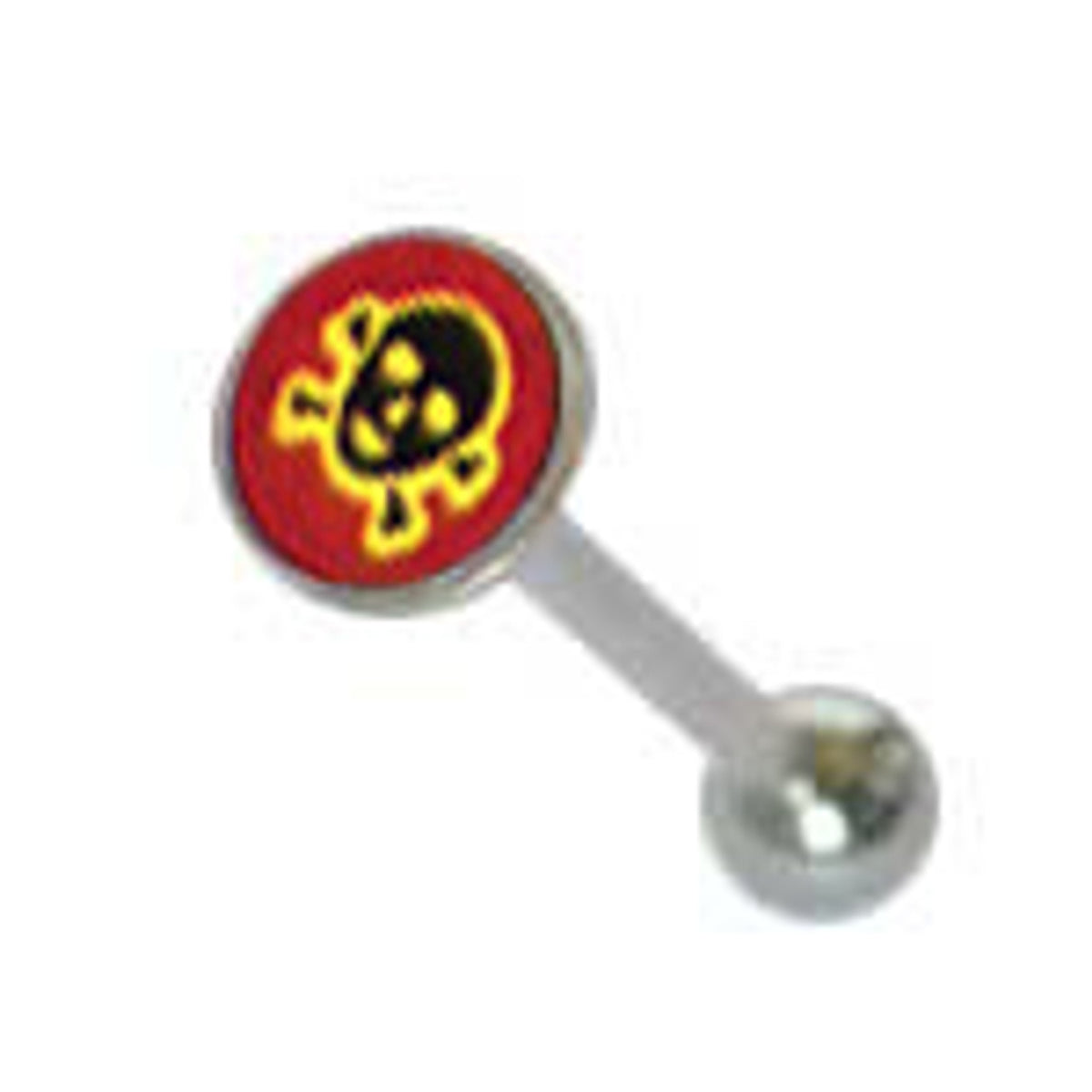 Surgical Steel 14 Gauge Tongue Barbell Crossbones Skull Head 6mm
