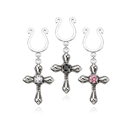 Non-Piercing Clip On Nipple Ring Adjustable Small Vintage Heart - Pair