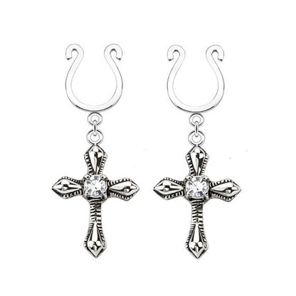 Non-Piercing Clip On Nipple Ring Adjustable Small Vintage Heart - Pair