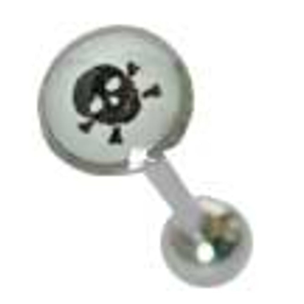 Surgical Steel 14 Gauge Tongue Barbell with Cross Bones Skull Head