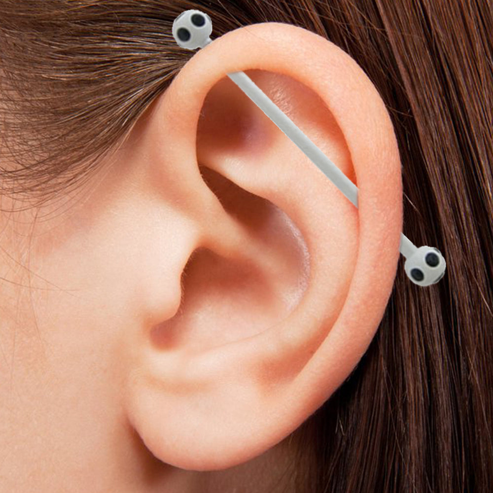 Surgical Steel 14 Gauge Industrial Barbell with Black CZ Disco Ball - photo 2