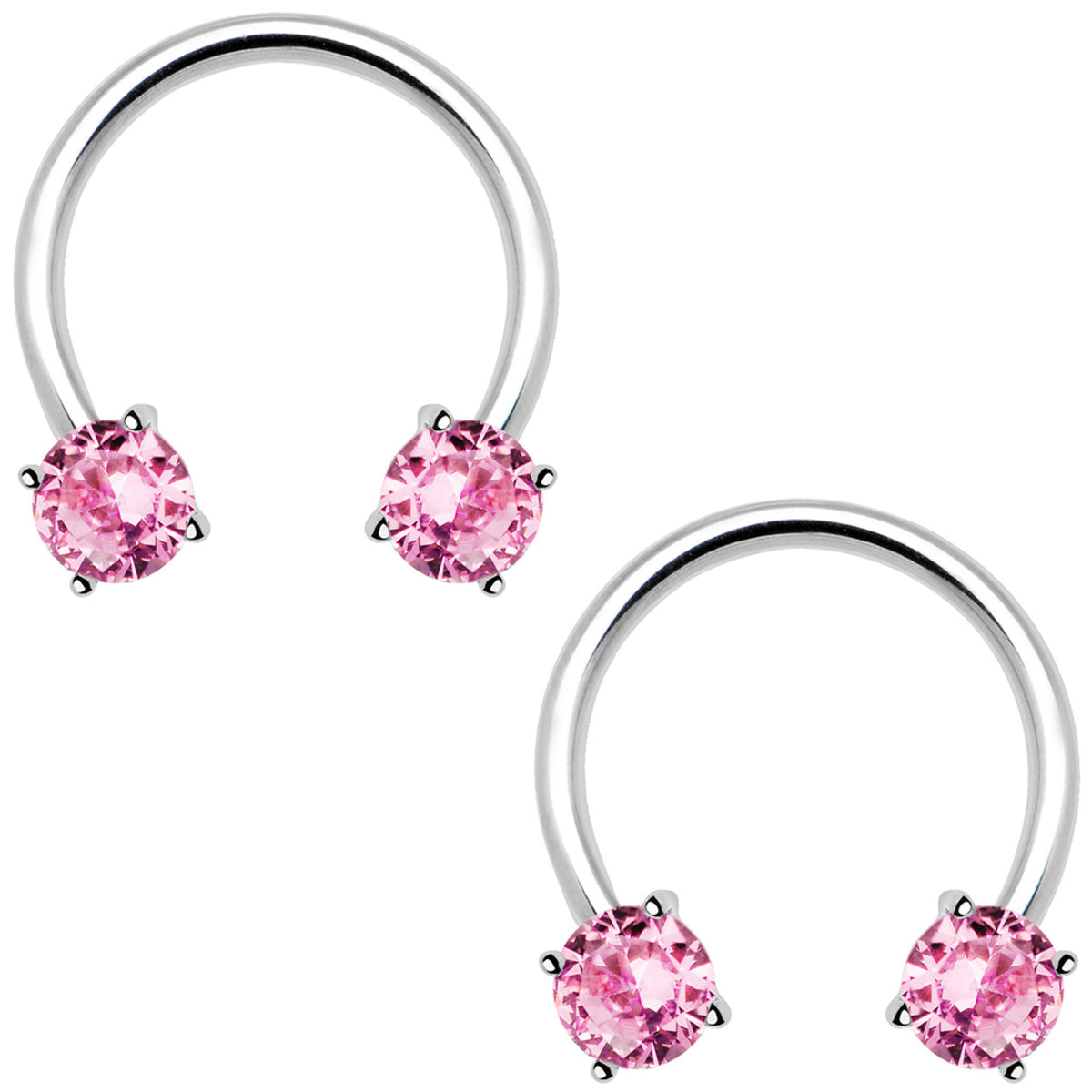 Surgical Steel 14 Gauge Horseshoe Circular Barbell with Pink CZ - photo 2