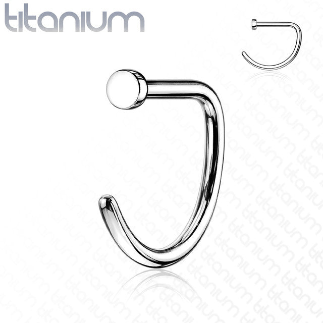 Titanium Nose Ring Hoop 20 & 18 Gauge D Shape With Flat End