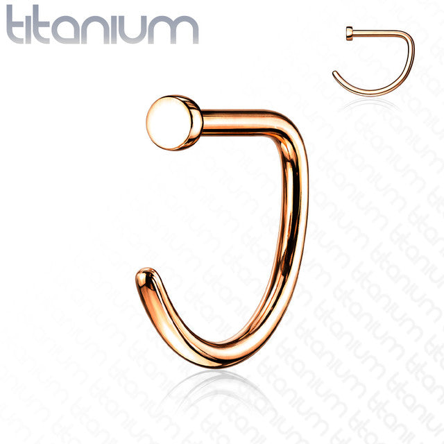 Titanium Nose Ring Hoop 20 & 18 Gauge D Shape With Flat End