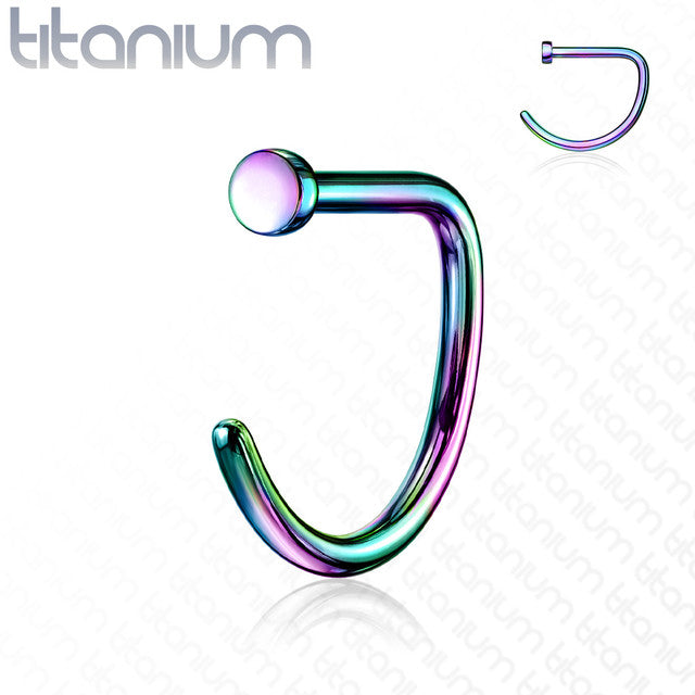 Titanium Nose Ring Hoop 20 & 18 Gauge D Shape With Flat End