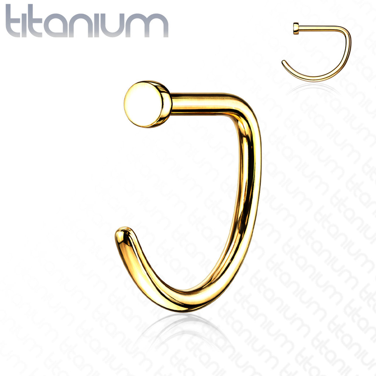 Titanium Nose Ring Hoop 20 & 18 Gauge D Shape With Flat End