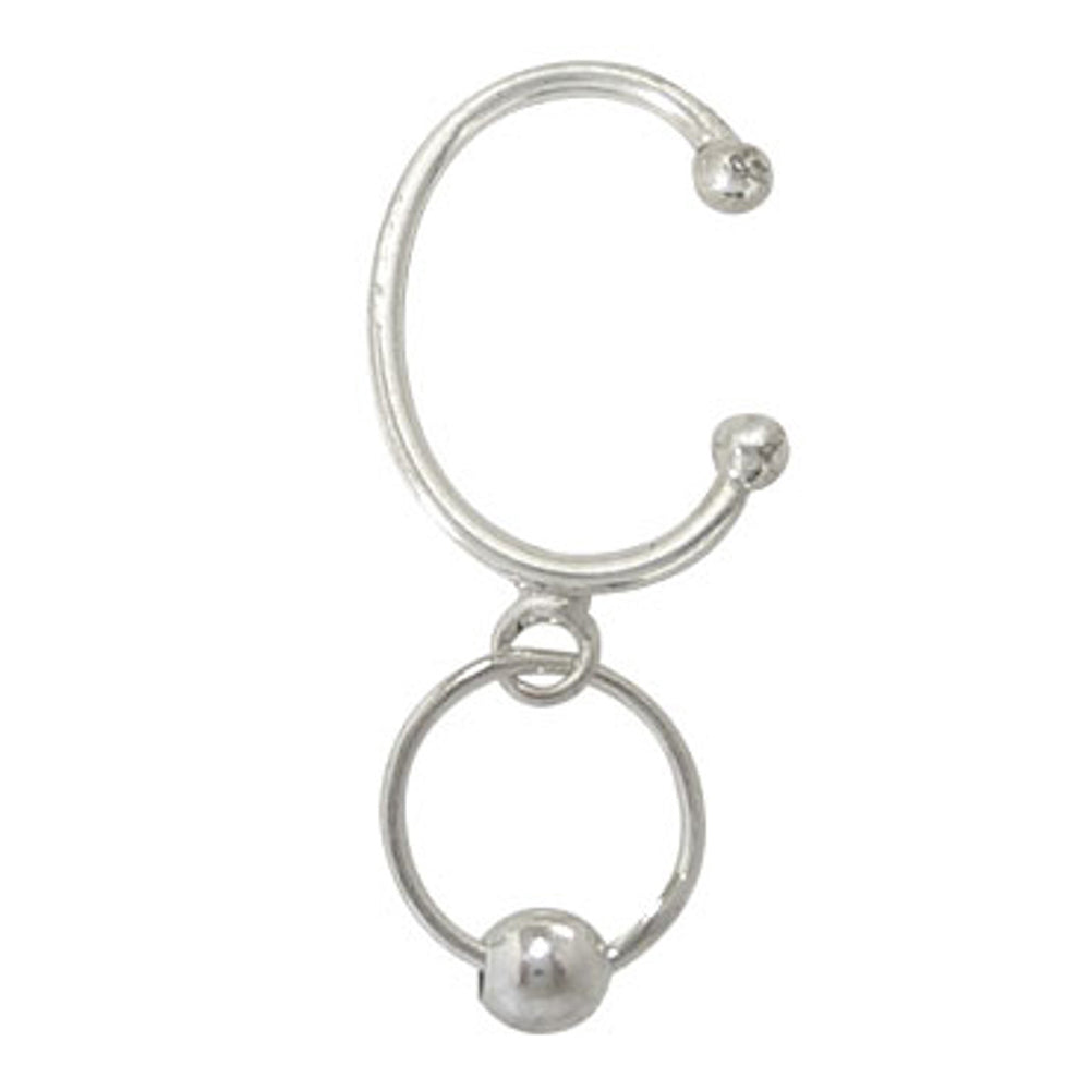 Surgical Steel Clip On Belly Ring Ear Cuff with Dangle Captive Hoop