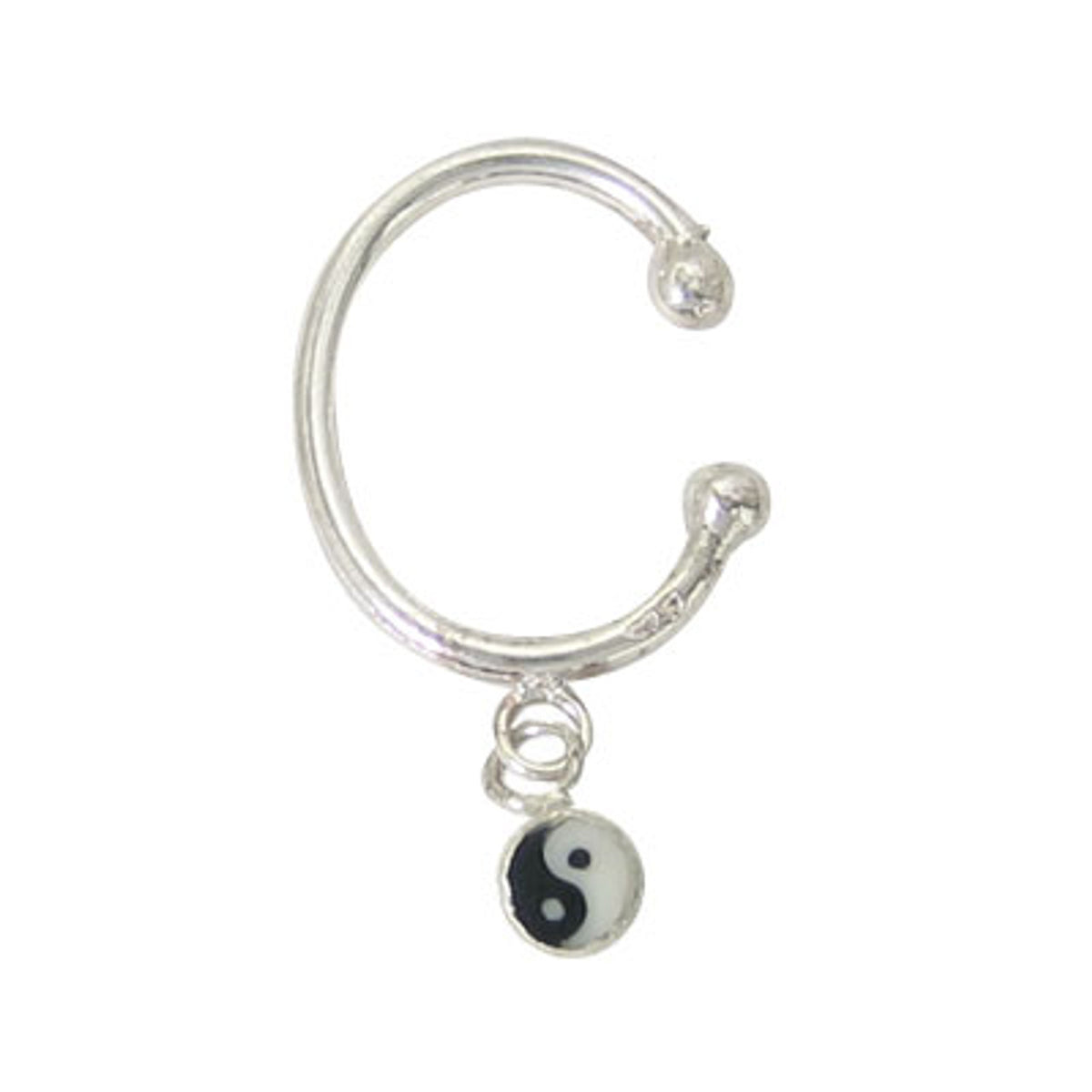 Surgical Steel Clip On Belly Ring Ear Cuff with Dangle Ying Yang
