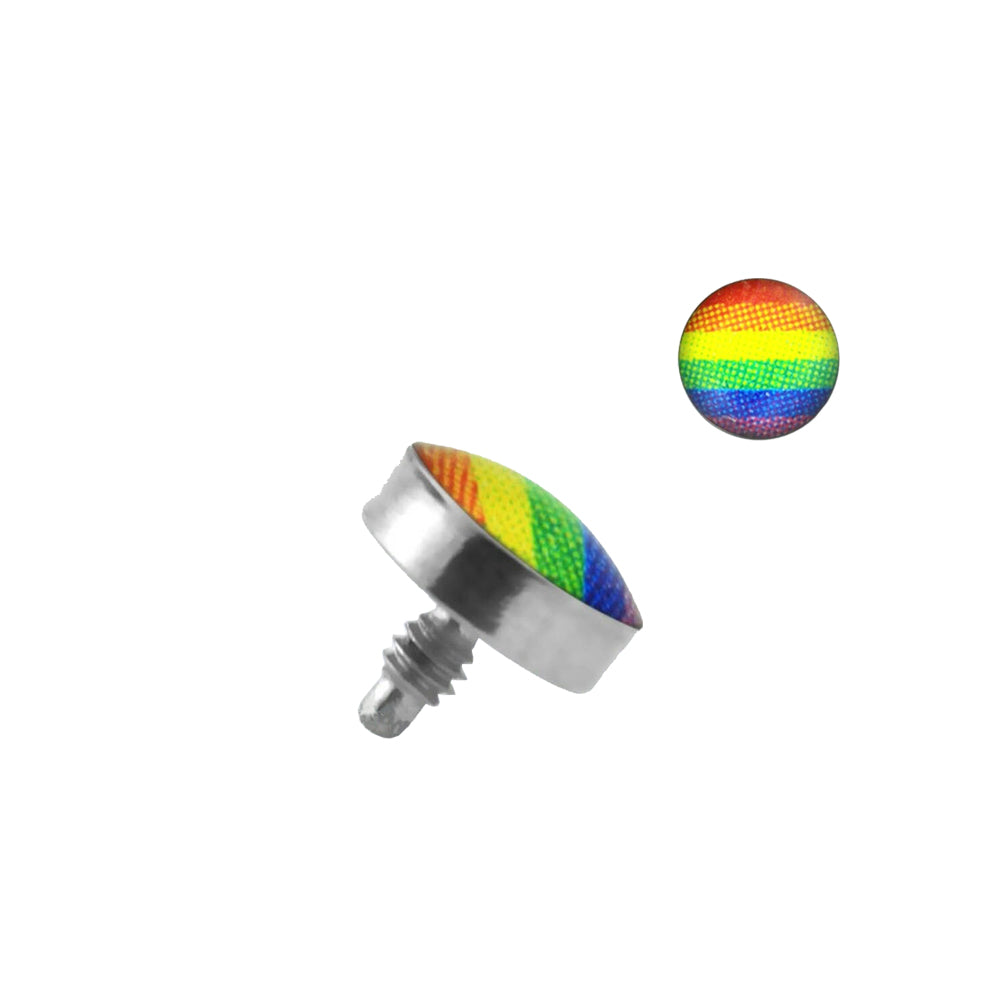 Titanium 16 Gauge Dermal Anchor Top with Rainbow Logo - 4mm Flat