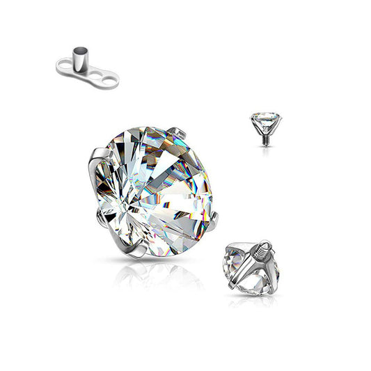 Surgical Steel Dermal Top 14 Gauge with CZ Set Gem & Anchor Base