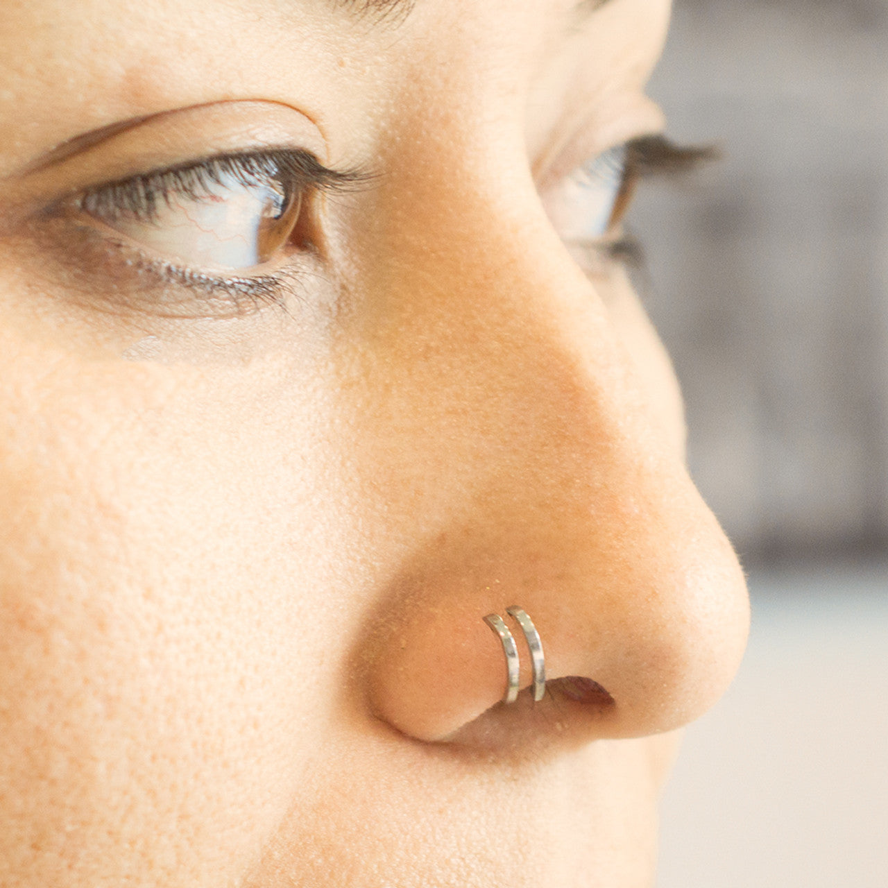 Surgical Steel Nose Ring 20 & 18 Gauge 1/4" L Bend With Double Hoop