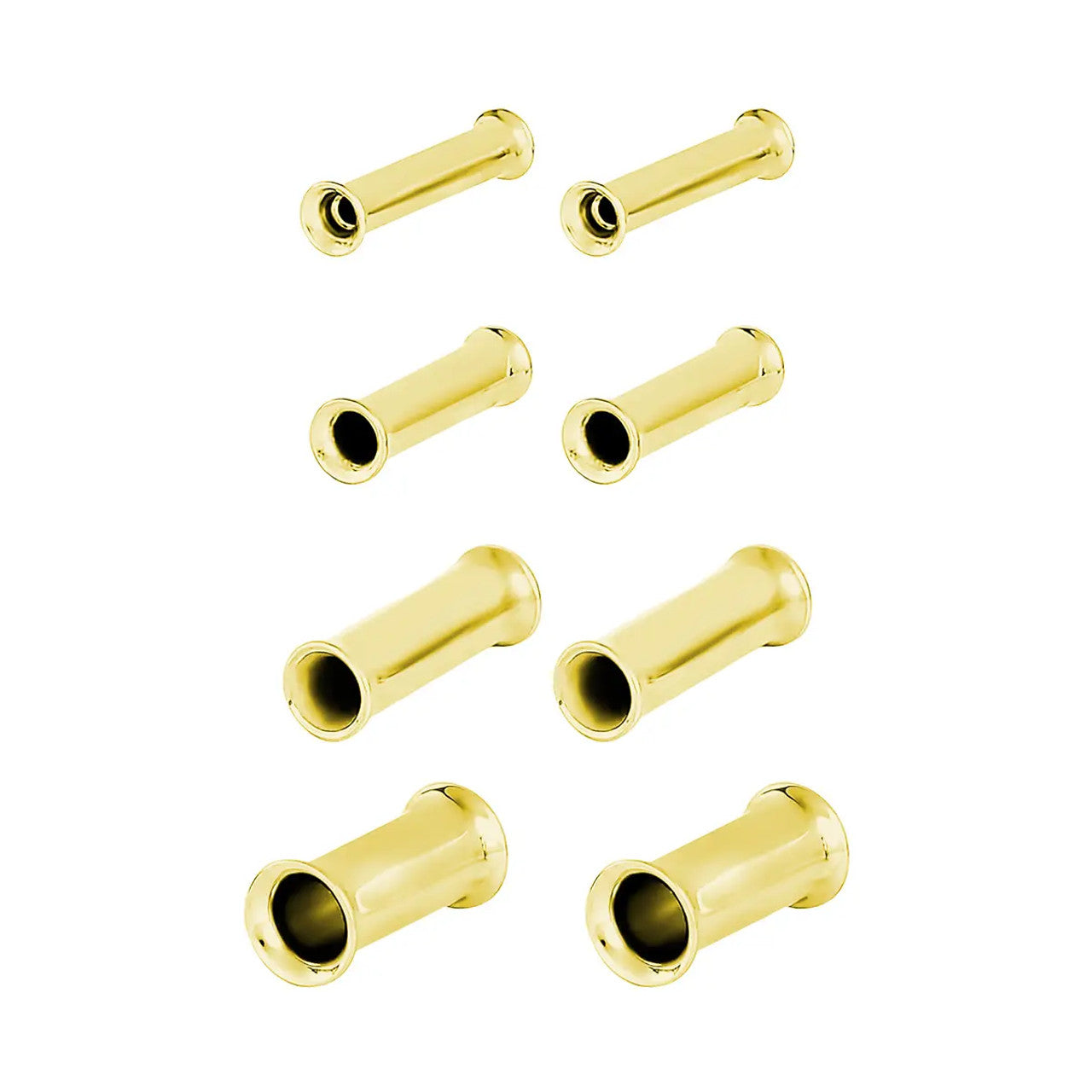 Surgical Steel Gold Double Flared Plug Ear Tunnel 12 to 2" Gauge - Set