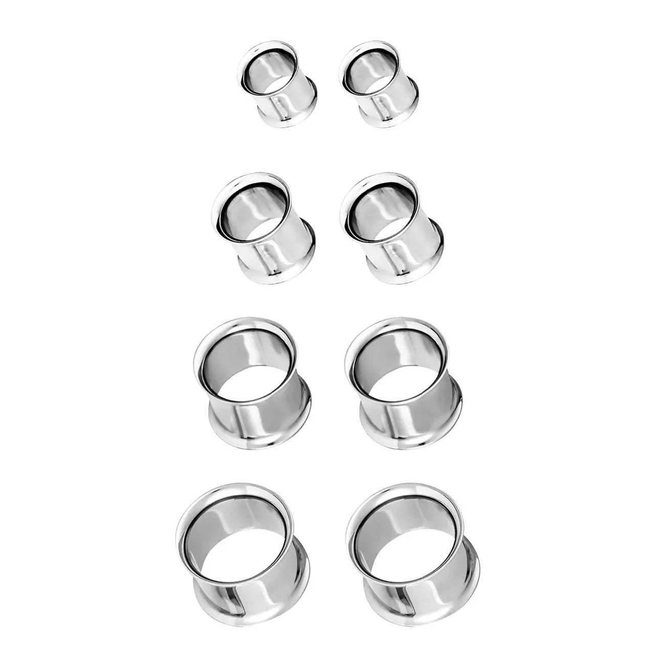 Surgical Steel Double Flared Plug Ear Tunnel 12 to 2" Gauge - Pair