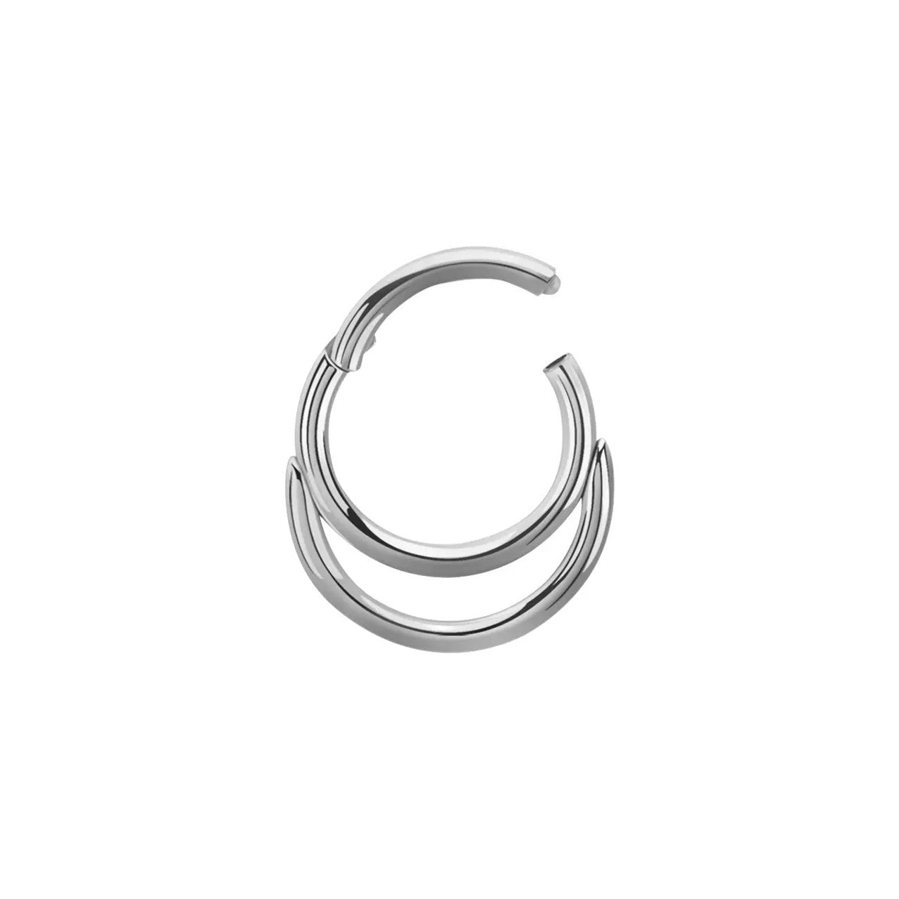 Titanium Hinged Segment Septum Clicker Hoop Ring 16 Gauge Double Line