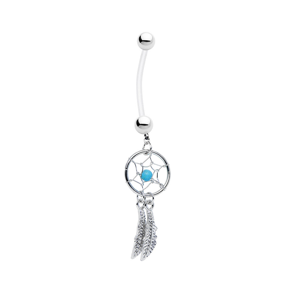 Bioflex 14 Gauge Pregnancy Belly Ring with Dream Catcher Dangle
