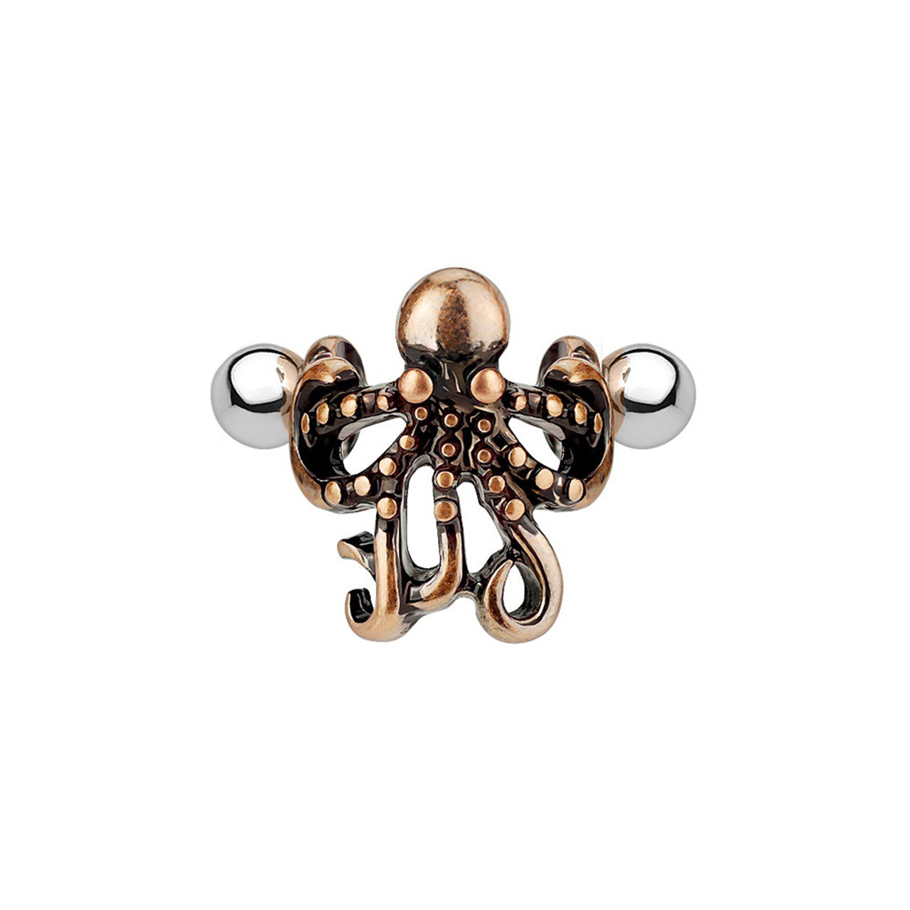 Surgical Steel Ear Cartilage Helix Cuff 16 Gauge Barbell With Octopus