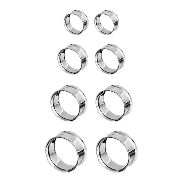 Surgical Steel Double Flared Plug Ear Tunnel 12 to 2" Gauge - Pair