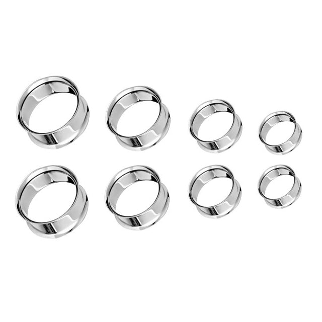 Surgical Steel Double Flared Plug Ear Tunnel 12 to 2" Gauge - Pair