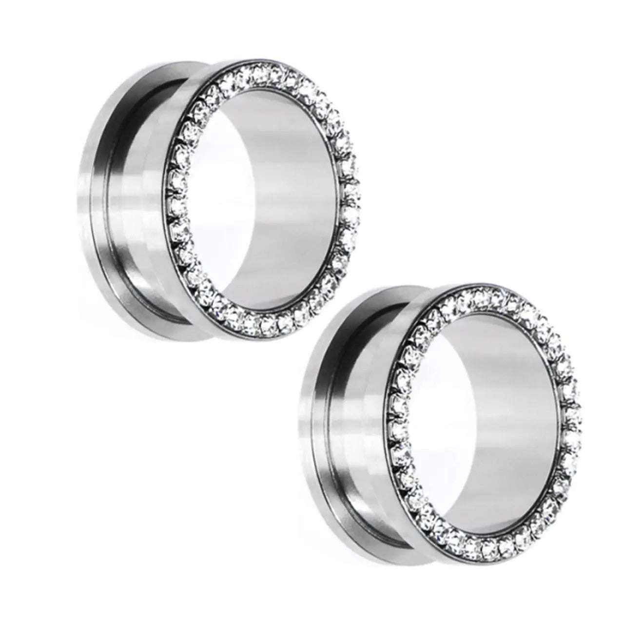 Double Flared Screw Fit Plug Ear Tunnel 3/4 to 1-5/8" Gauge Gem - Pair
