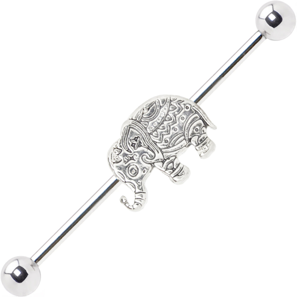 Surgical Steel 14 Gauge Industrial Barbell with Elephant