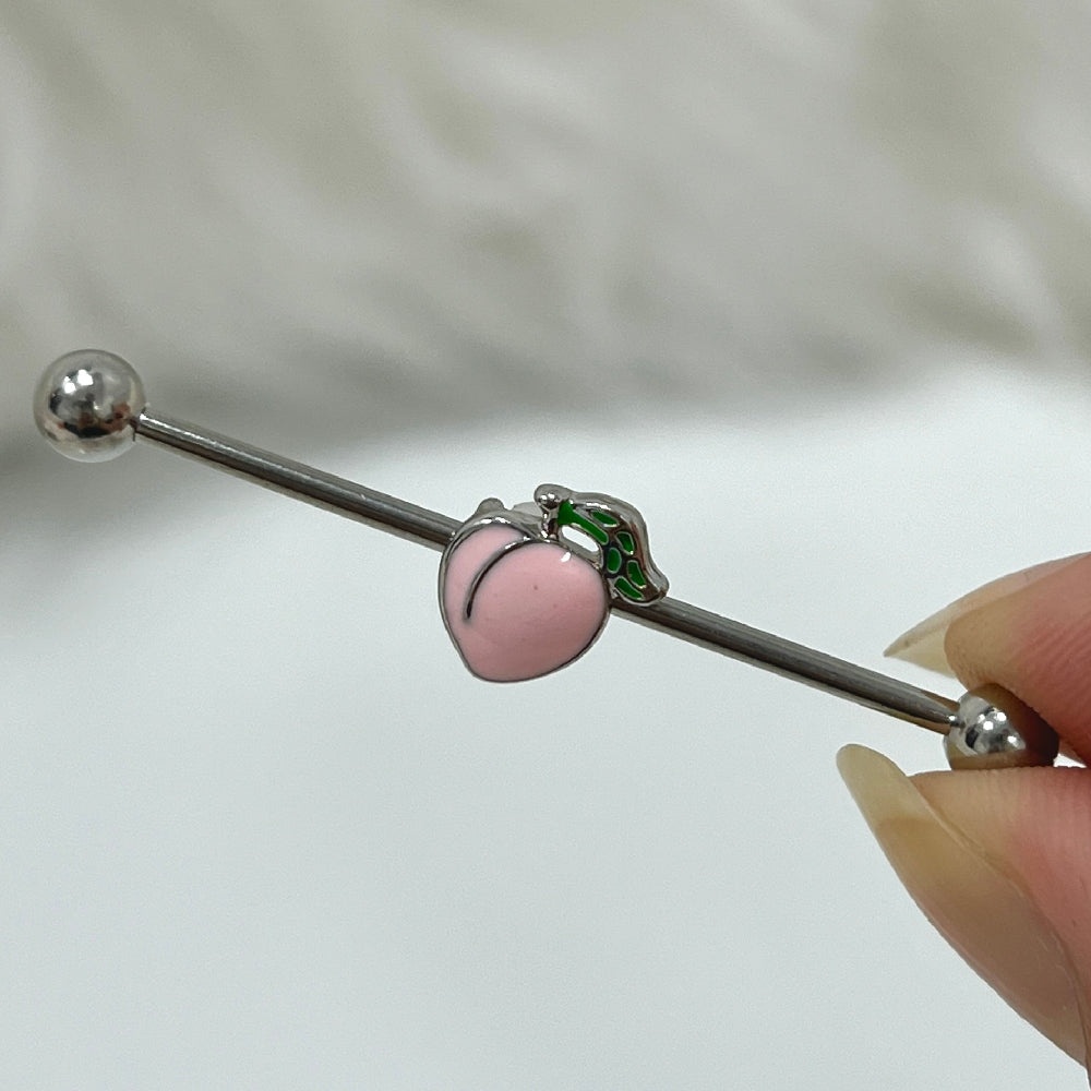 Surgical Steel 14 Gauge Industrial Barbell with Enamel Peach - photo 6
