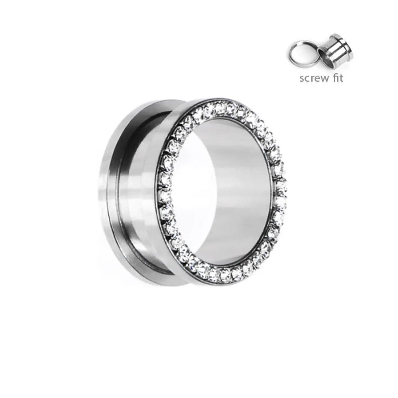 Double Flared Screw Fit Plug Ear Tunnel 3/4 to 1-5/8" Gauge Gem - Pair