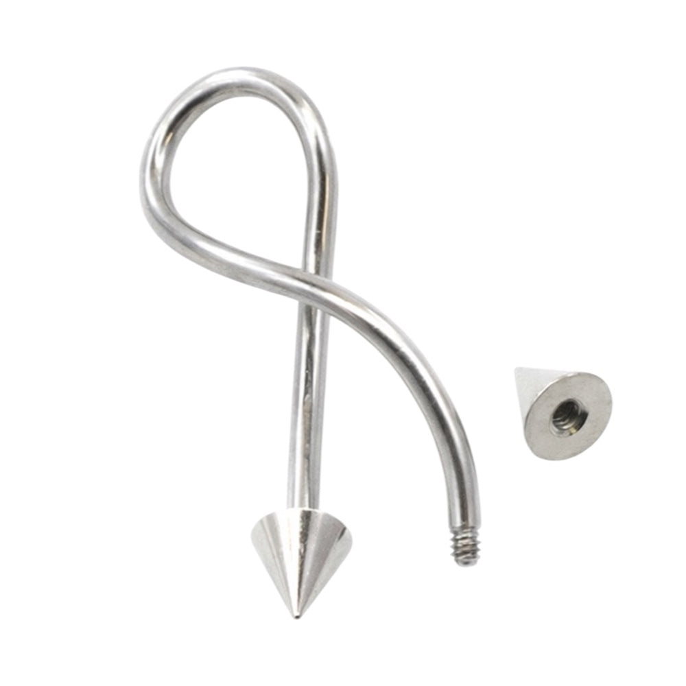 Surgical Steel Spiral Belly Button Ring 16G 25mm with Spike Ends - photo 3
