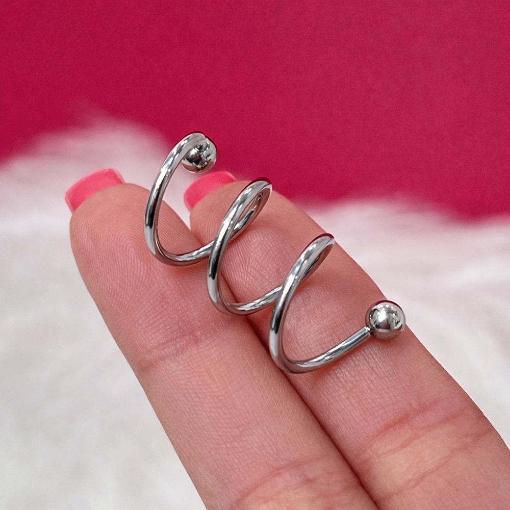Surgical Steel 14 Gauge Industrial Barbell with Triple Twist Spirals - photo 4