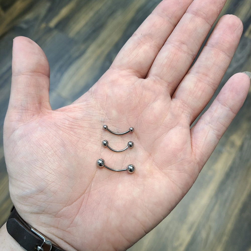 Surgical Steel 16 Gauge Curved Eyebrow Barbell with Ball Ends - photo 2
