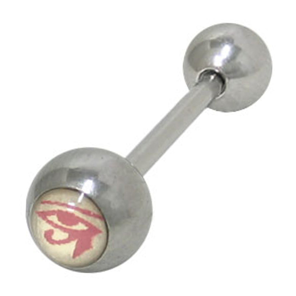 Surgical Steel 14 Gauge Tongue Barbell with Eye of Horus