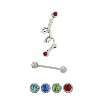 Surgical Steel 16 Gauge Eyebrow Barbell with Sterling Jewel Shield
