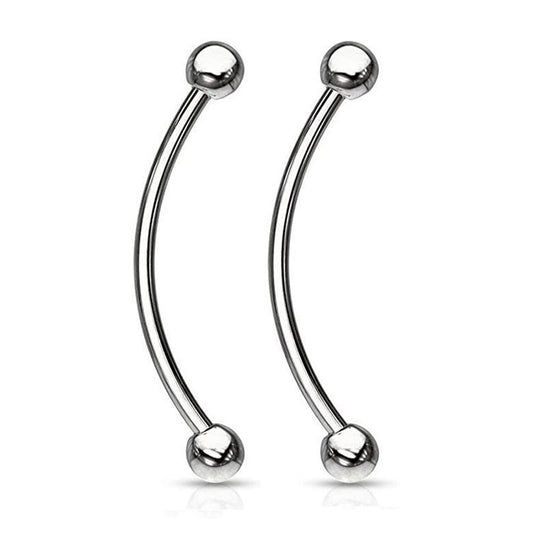 Surgical Steel Curved Barbell Tongue Ring 16 Gauge Snake Eye - Pair