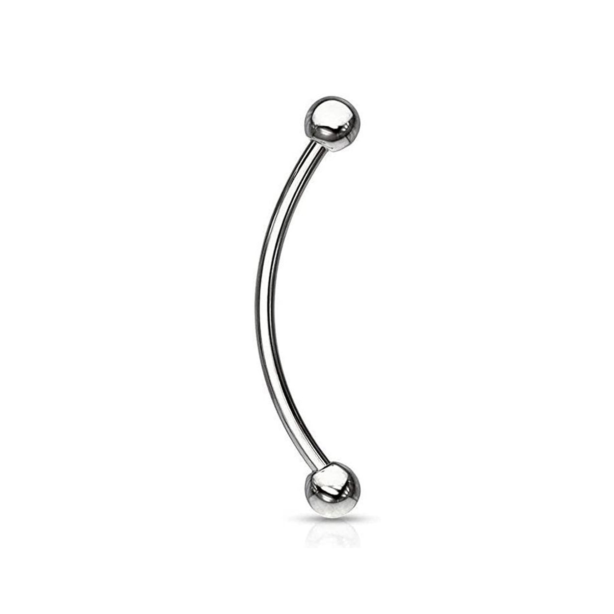 Surgical Steel Curved Barbell Tongue Ring 16 Gauge Snake Eye - Pair