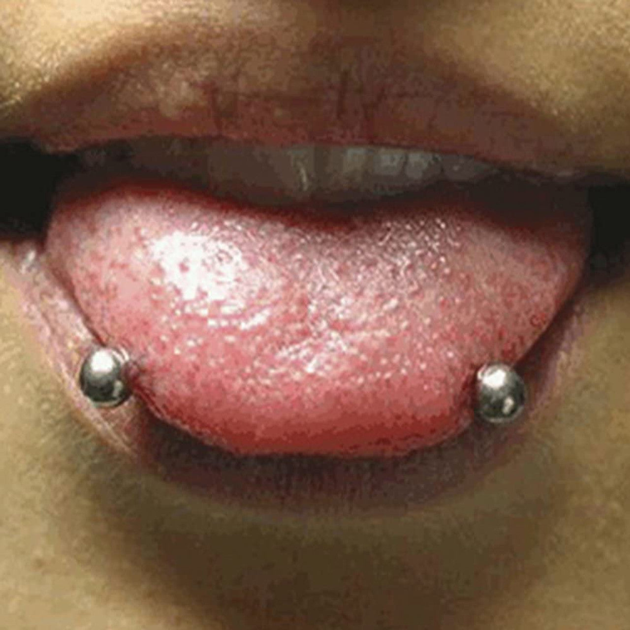 Surgical Steel Curved Barbell Tongue Ring 16 Gauge Snake Eye - Pair