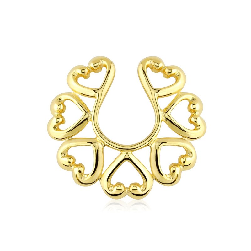 Non-Piercing Clip On Nipple Ring Adjustable With Vintage Hearts - Pair