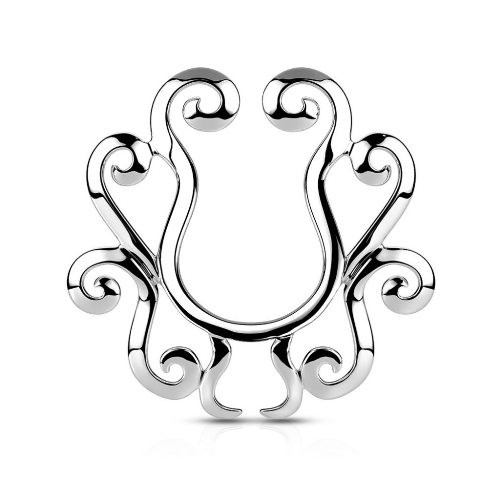 Non-Piercing Clip On Nipple Ring Adjustable Tribal Floral - Pair
