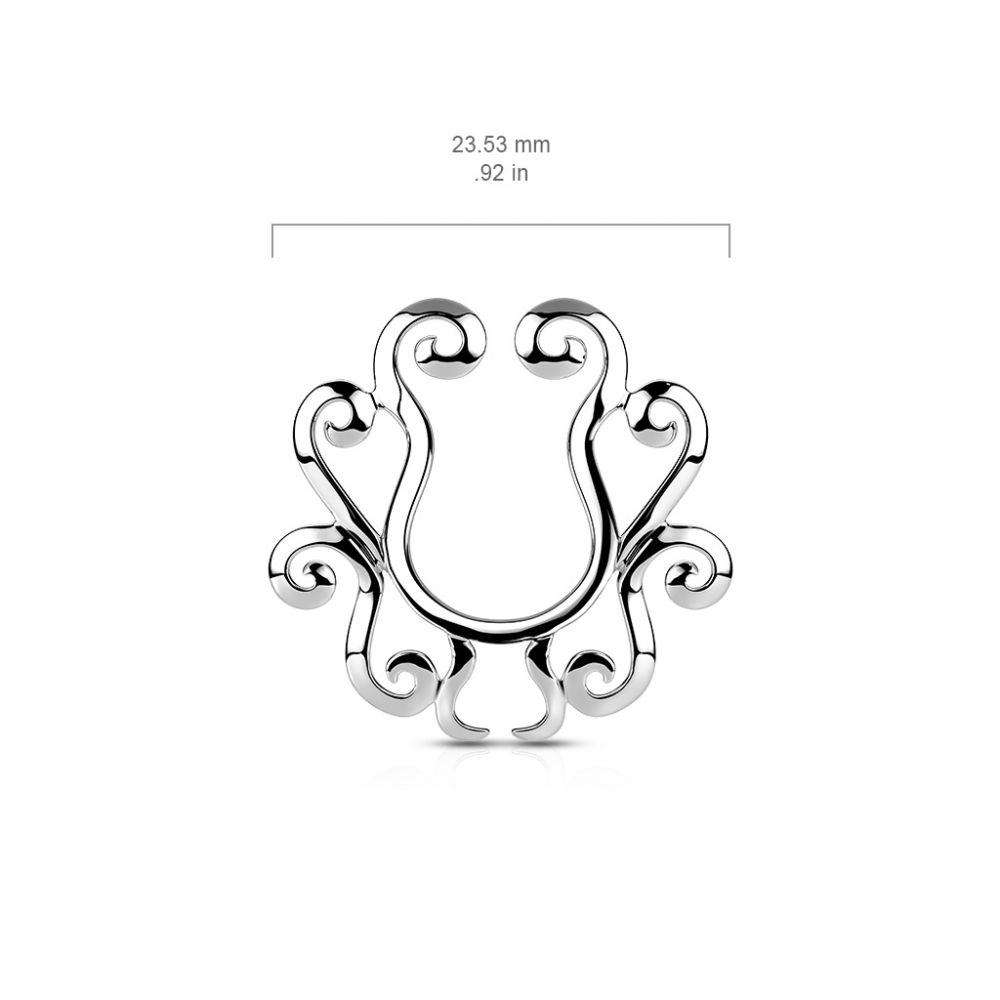 Non-Piercing Clip On Nipple Ring Adjustable Tribal Floral - Pair