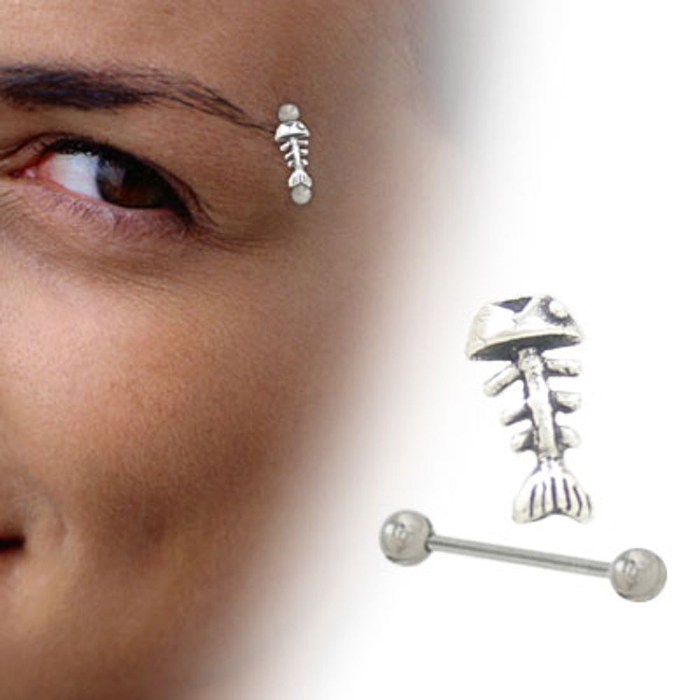 Surgical Steel 16 Gauge Eyebrow Barbell with Fish Bone Top