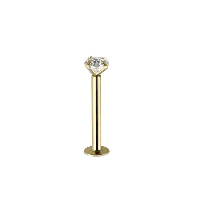 14 Karat Solid Gold Labret / Monroe Ring 16 Gauge with Real Diamond
