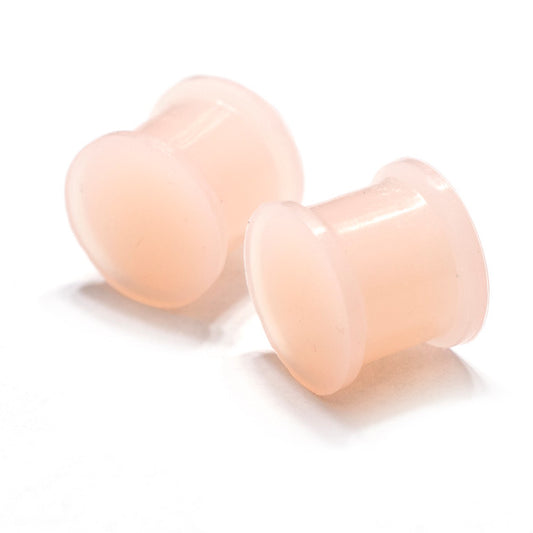 Double Flare Flesh Peach Silicone Plug Ear Tunnel 8 to 7/8 Gauge - Set