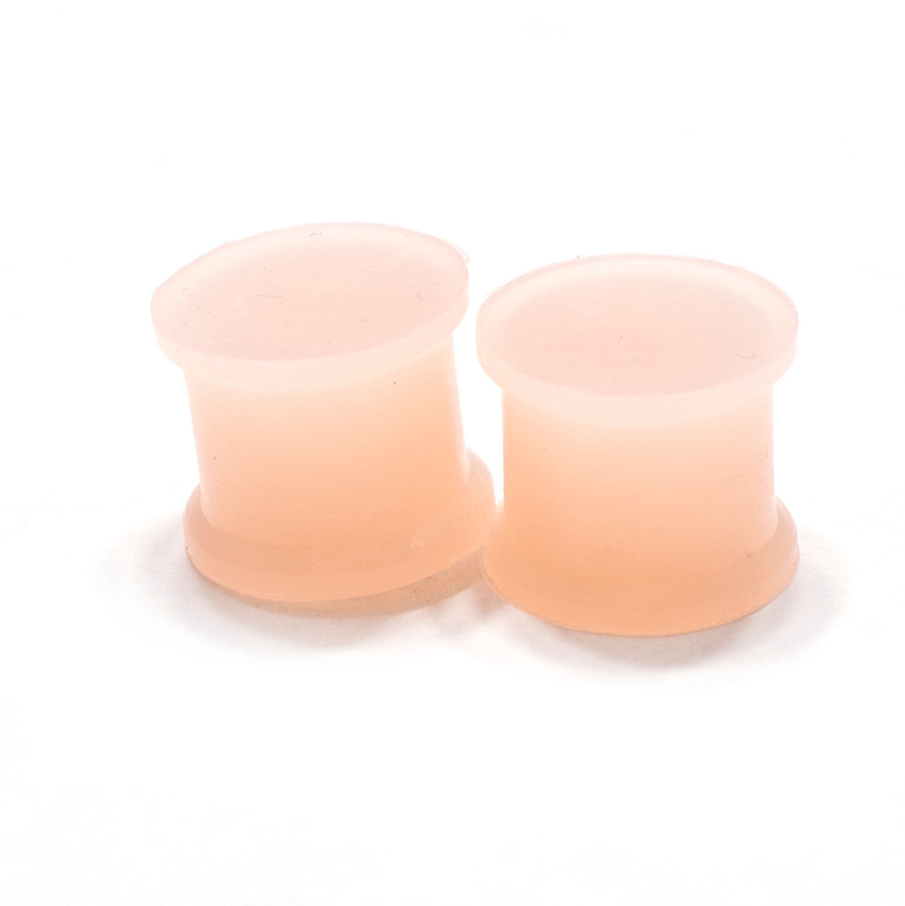 Double Flare Flesh Peach Silicone Plug Ear Tunnel 8 to 7/8 Gauge - Set